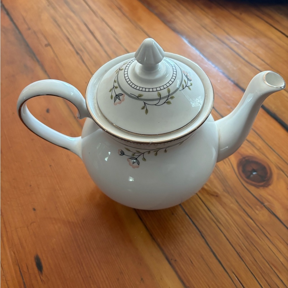 Elegant Floral White Teapot